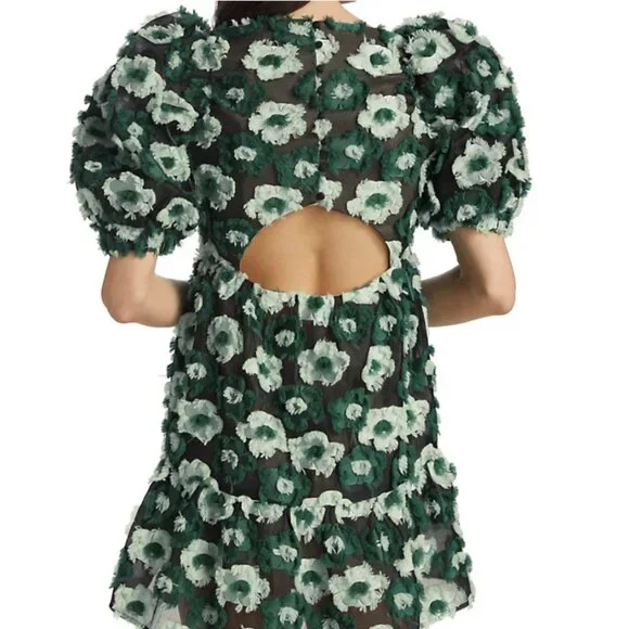 ElliattHelene Textured Floral Minidress